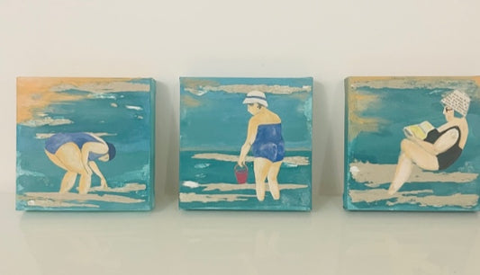 Triptih None on the Beach (20x20 oil on canvas)